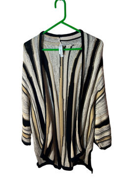 Wynne collection Marla Wynne Open-Front Striped Women's Cardigan Sweater Large